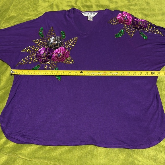 Vintage Western Connection 2 Piece Purple Embellished Boxy Blouse and Skirt - Picture 4 of 9